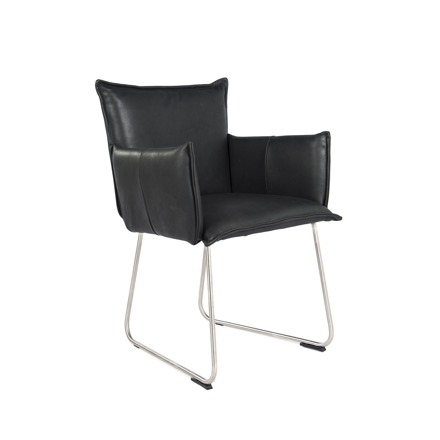 Duke Dining Chair With Arm Stainless Steel Bonanza Black Oblique (1)