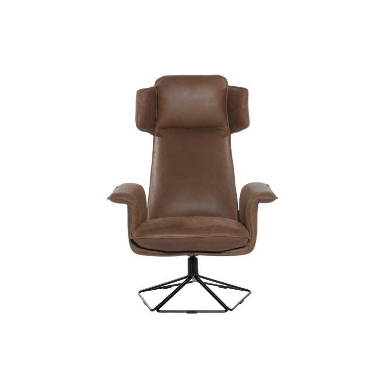 Origami Swivel Armchair Sadie Brown With Wings Front